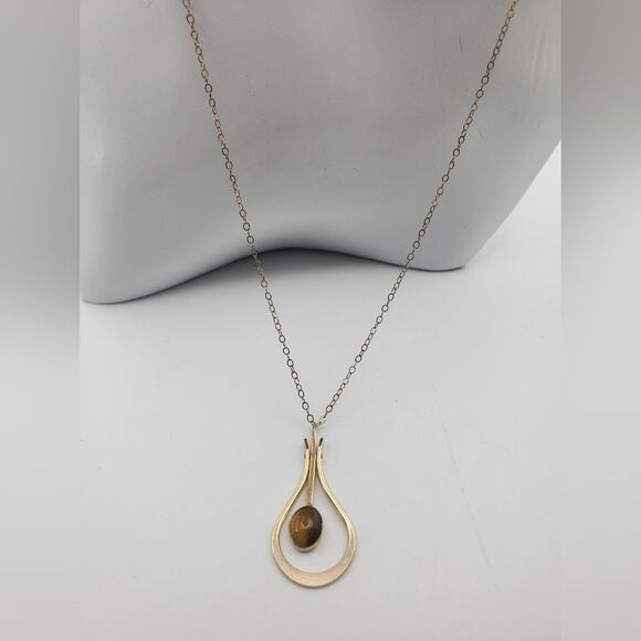 Tigers eye gold filled pendulum necklace N1118 - Picture 1 of 4